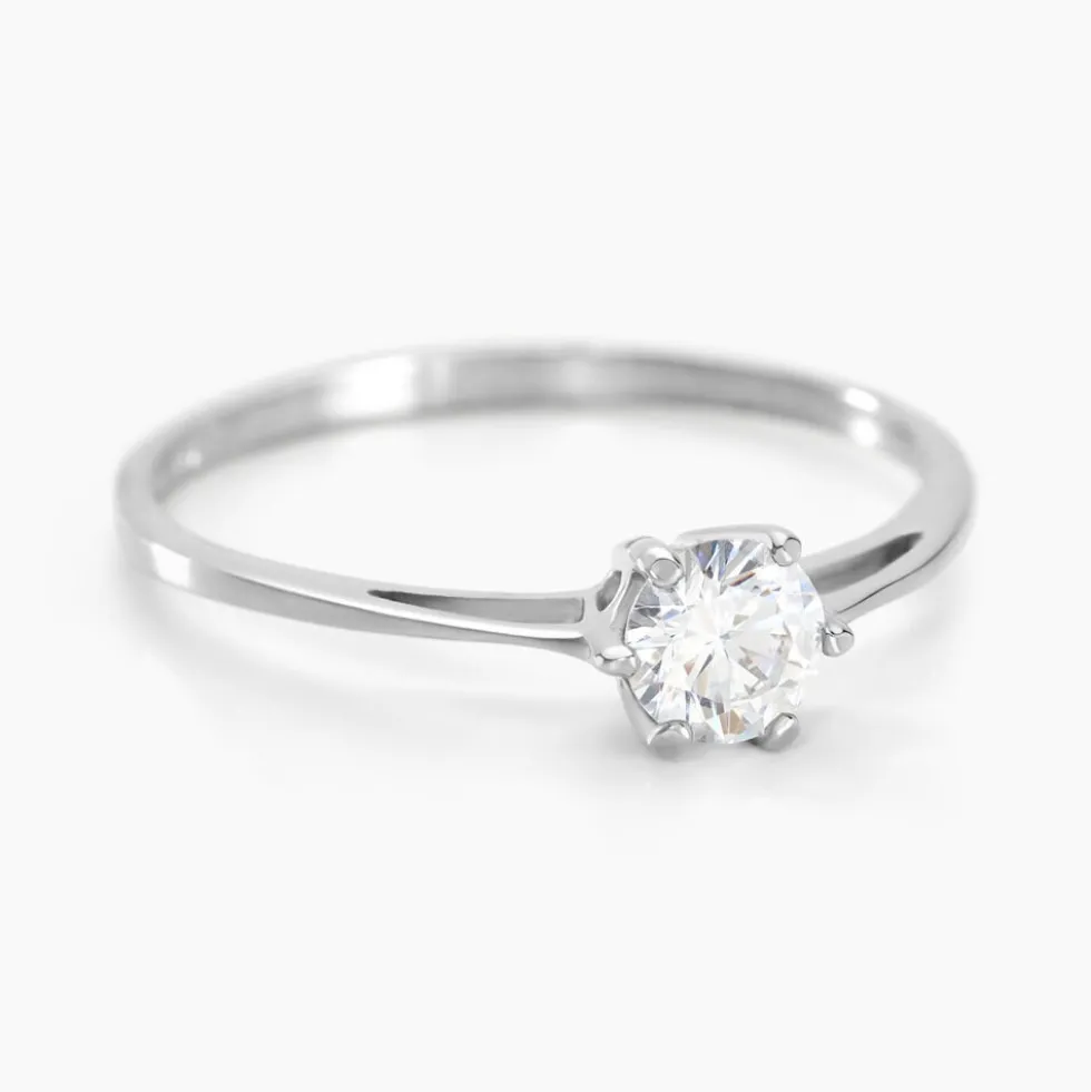 Bague Solitaire Lydia Argent Blanc Oxyde De Zirconium