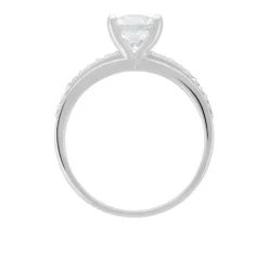 Bague Solitaire Mercan Argent Blanc Oxyde De Zirconium