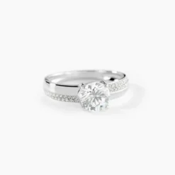 Bague Solitaire Messine Or Blanc Oxyde De Zirconium