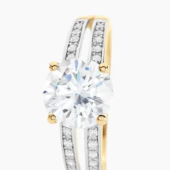 Bague Solitaire Or Jaune Anthyme Oxyde De Zirconium