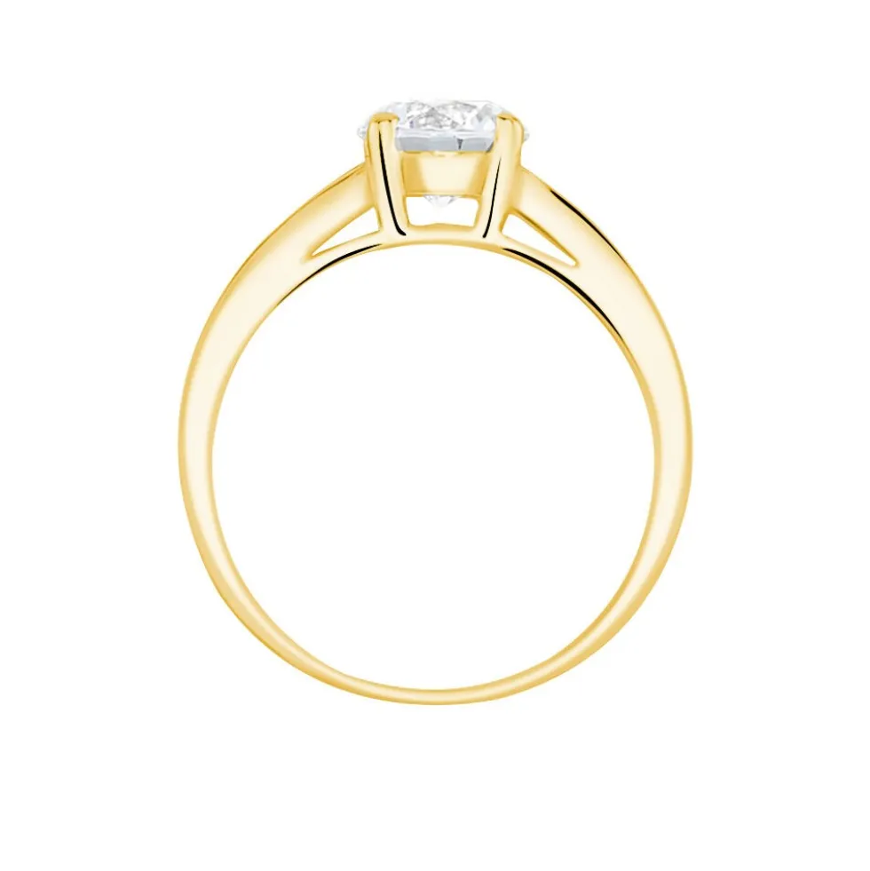 Bague Solitaire Or Jaune Oxyde De Zirconium