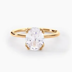 Bague Solitaire Plaqué Or Liber Oxyde De Zirconium