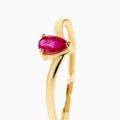 Bague Solitaire Pluie D'Eclat Or Jaune Rubis