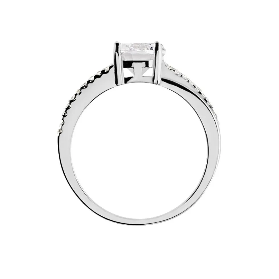 Bague Solitaire Poseidon Argent Blanc Oxyde De Zirconium