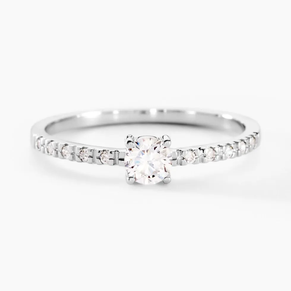 Bague Solitaire Servana Or Blanc Oxyde De Zirconium
