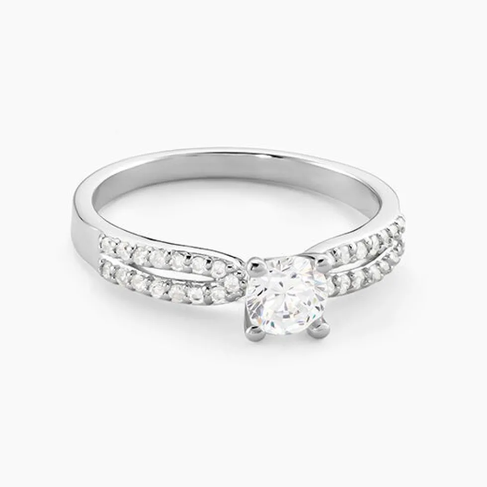Bague Solitaire Solitea Argent Blanc Oxyde De Zirconium
