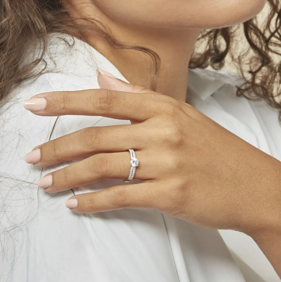 Bague Solitaire Solitea Argent Blanc Oxyde De Zirconium