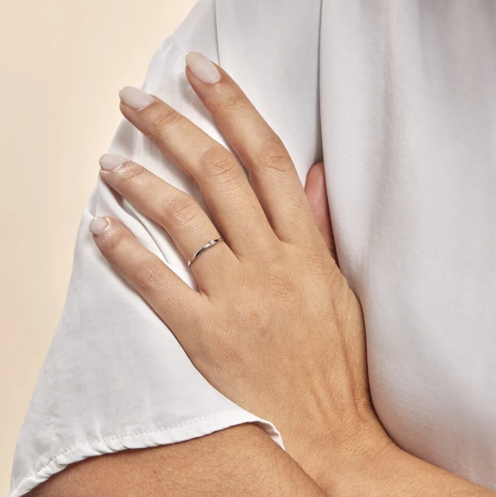 Bague Solitaire Superposition Or Blanc Diamant