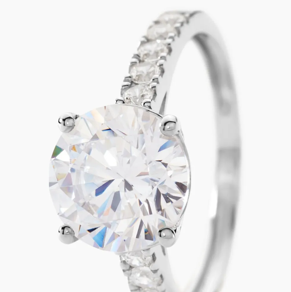 Bague Solitaire Terese Or Blanc Oxyde De Zirconium