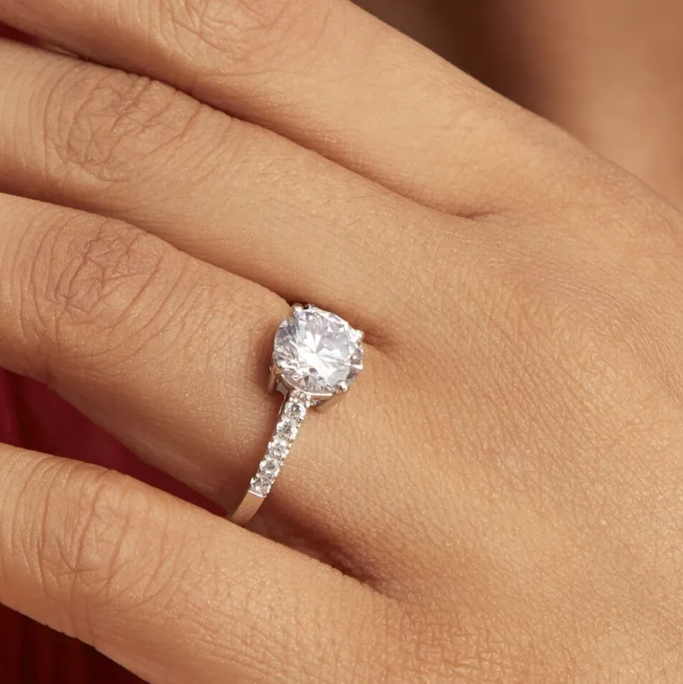 Bague Solitaire Terese Or Blanc Oxyde De Zirconium