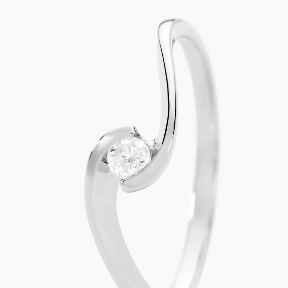 Bague Solitaire Vrille Or Blanc Diamant