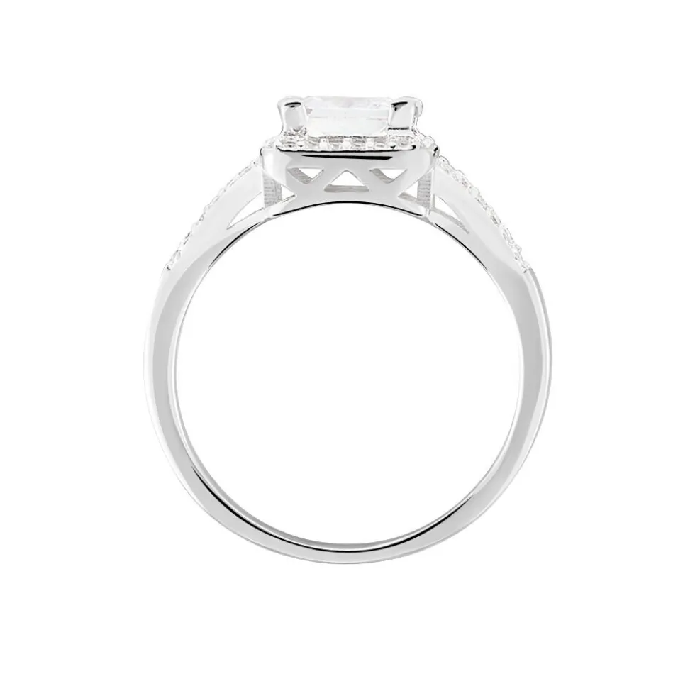 Bague Solitaire Wilona Argent Blanc Oxyde De Zirconium