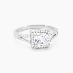 Bague Solitaire Wilona Argent Blanc Oxyde De Zirconium