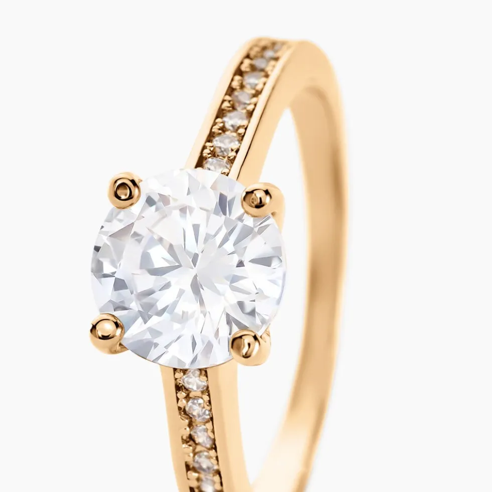 Bague Solitaire Zoura Plaqué Or Jaune Oxyde De Zirconium