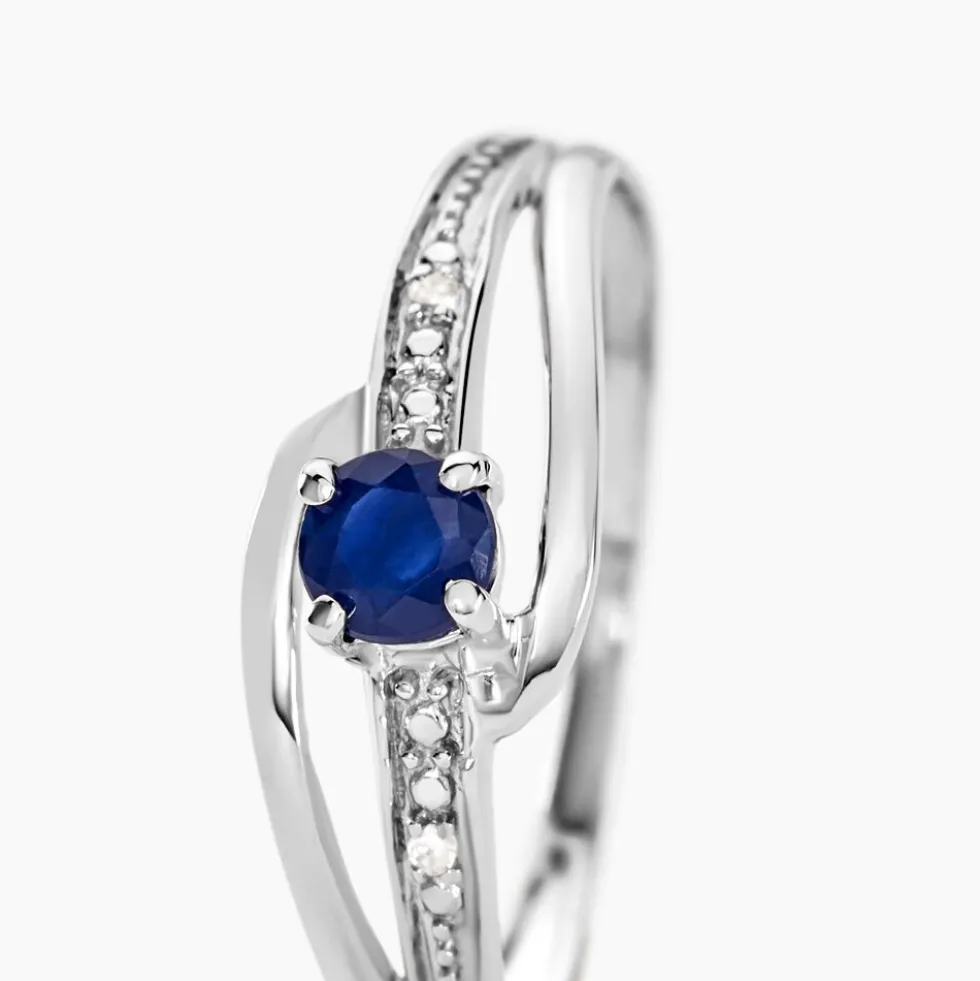 Bague Tanissia Or Blanc Saphir Et Diamant