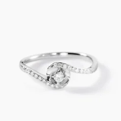 Bague Vrille Accompagnee Or Blanc Diamant
