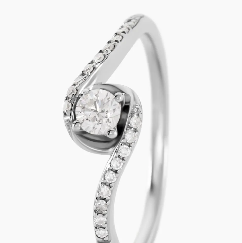 Bague Vrille Accompagnee Or Blanc Diamant