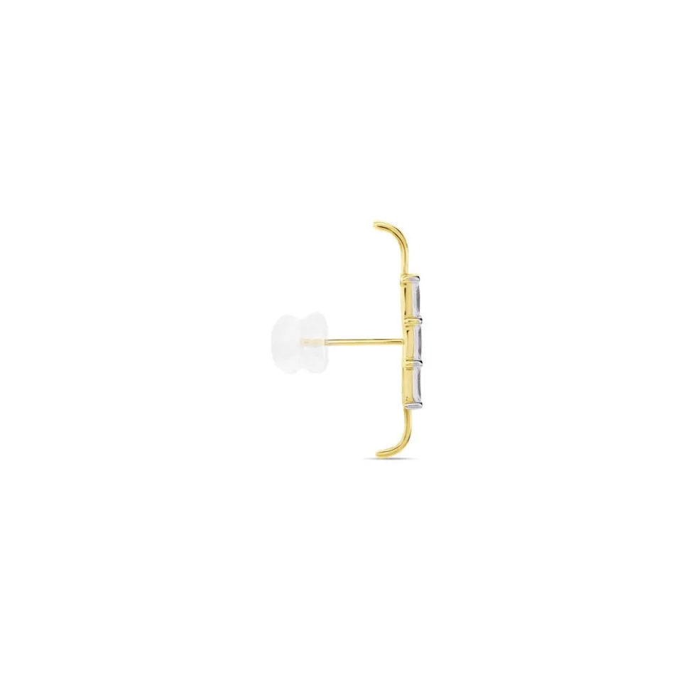 Bijou D'oreille Unitaire Alon Or Jaune Oxyde De Zirconium