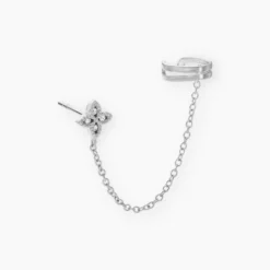 Bijou D'oreille Unitaire Argent Blanc Heh Oxydes De Zirconium