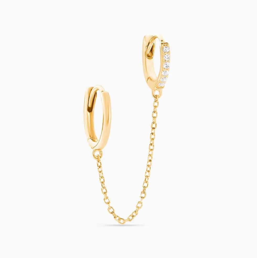 Bijou D'oreille Unitaire Briallen Or Jaune Oxyde De Zirconium