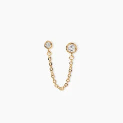 Bijou D'oreille Unitaire Jacinda Plaqué Or Jaune Oxyde De Zirconium