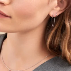 Bijou D'oreille Unitaire Stephie Argent Blanc