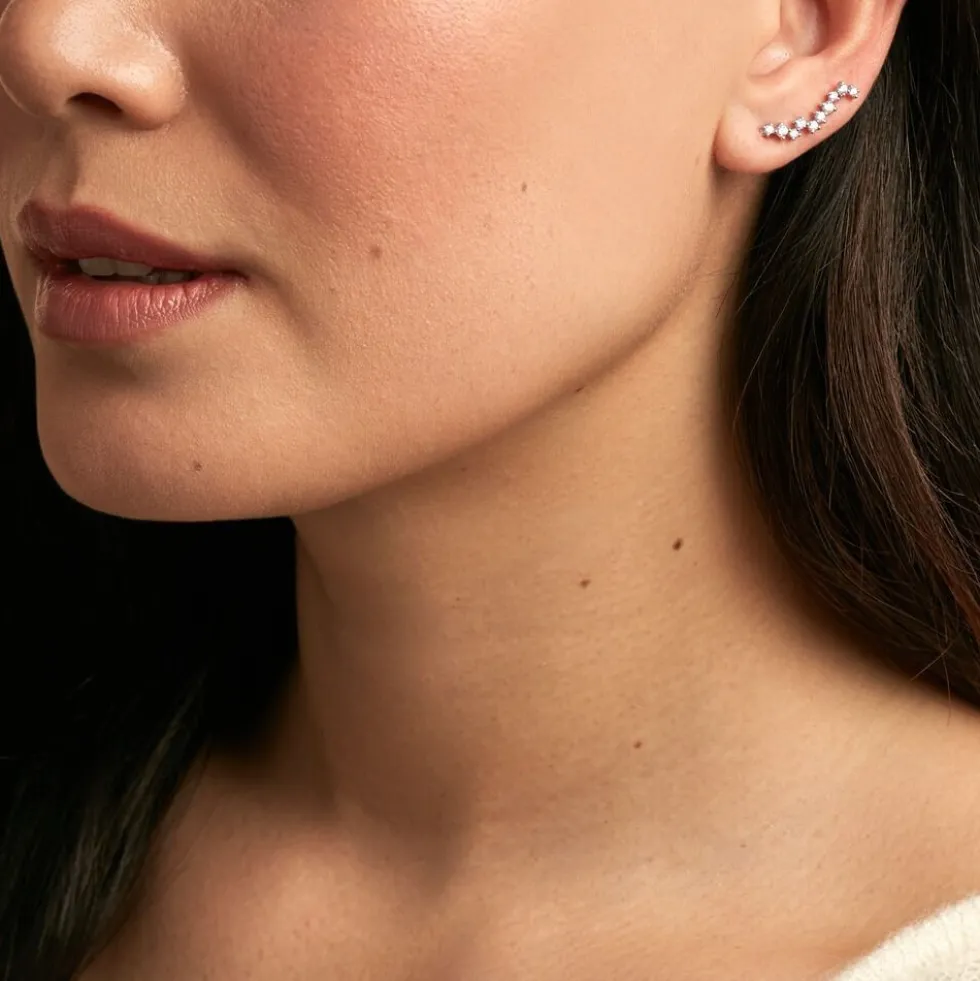 Bijoux D'oreilles Brandi Argent Rhodié Oxyde De Zirconium