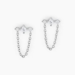 Bijoux D'oreilles Desert Argent Blanc Oxyde De Zirconium