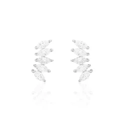 Bijoux D'oreilles Edma Or Blanc Oxyde De Zirconium