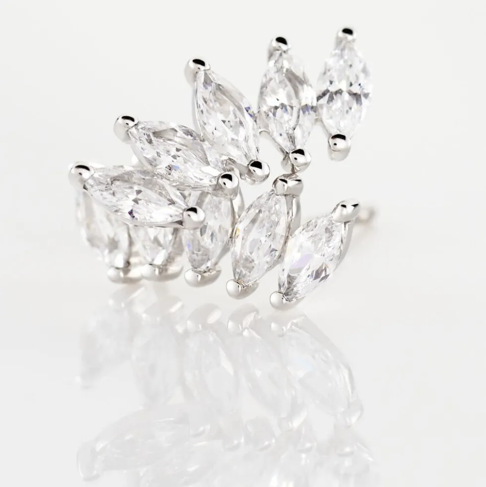 Bijoux D'oreilles Edma Or Blanc Oxyde De Zirconium