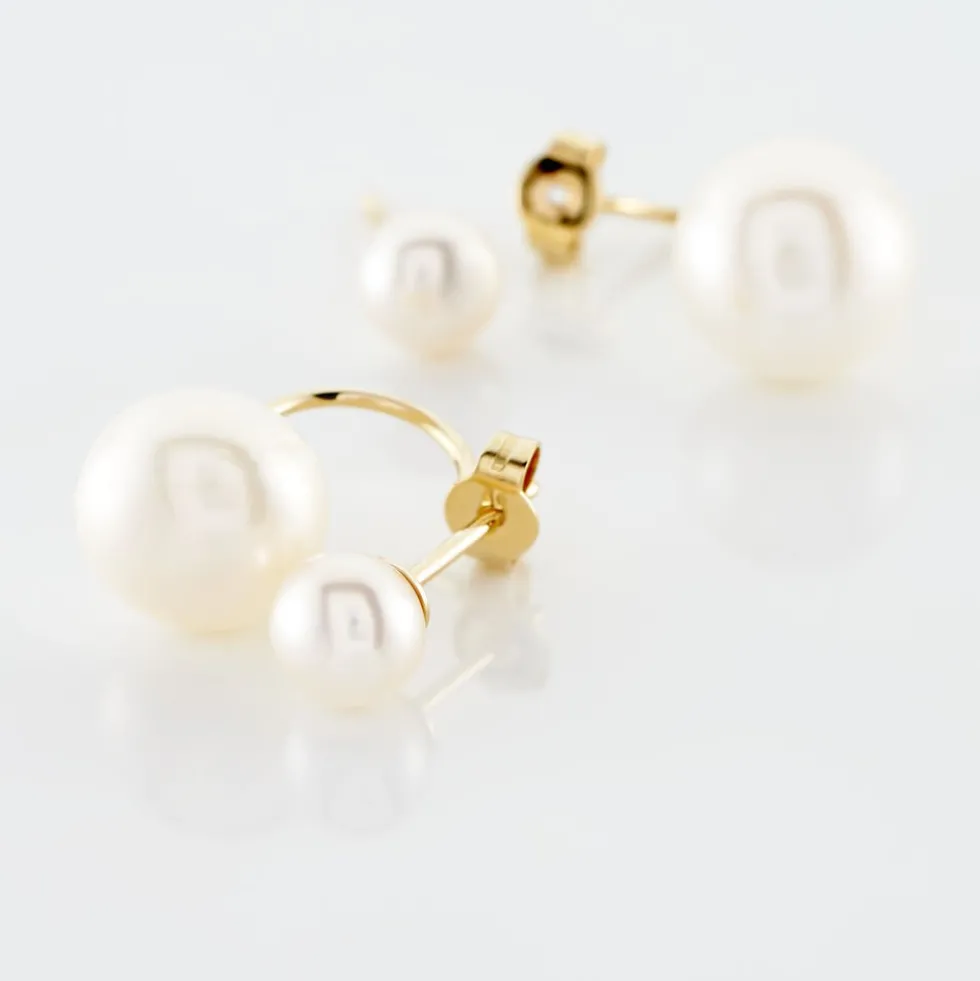 Bijoux D'oreilles Metisse Or Jaune Perle De Culture
