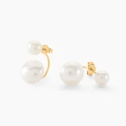 Bijoux D'oreilles Metisse Or Jaune Perle De Culture