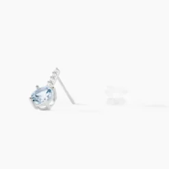 Bijoux D'oreilles Monroe Or Blanc Topaze Oxyde De Zirconium