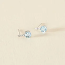 Bijoux D'oreilles Monroe Or Blanc Topaze Oxyde De Zirconium