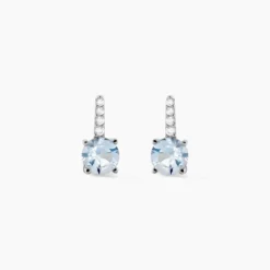 Bijoux D'oreilles Monroe Or Blanc Topaze Oxyde De Zirconium