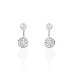 Bijoux D'oreilles Perline Argent Blanc Oxyde De Zirconium