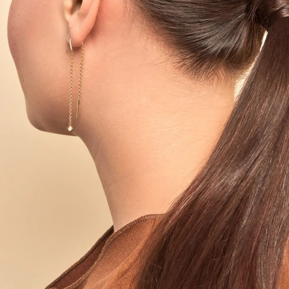 Bijoux D'oreilles Samiha Plaqué Or Jaune Oxyde De Zirconium