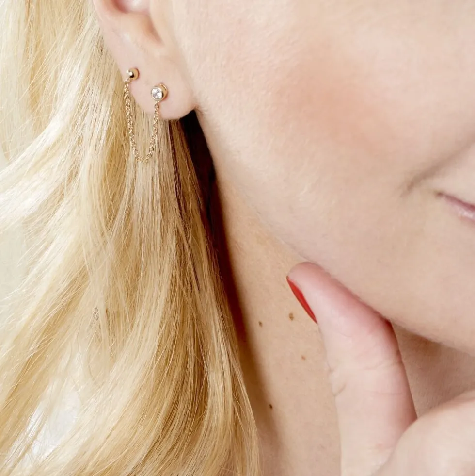 Bijoux D'oreille Unitaire Pendante Plaqué Or Jaune Dofi Oxyde
