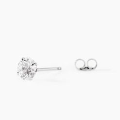 Boucle D'oreille Puce Unitaire Niels Argent Blanc Oxyde De Zirconium