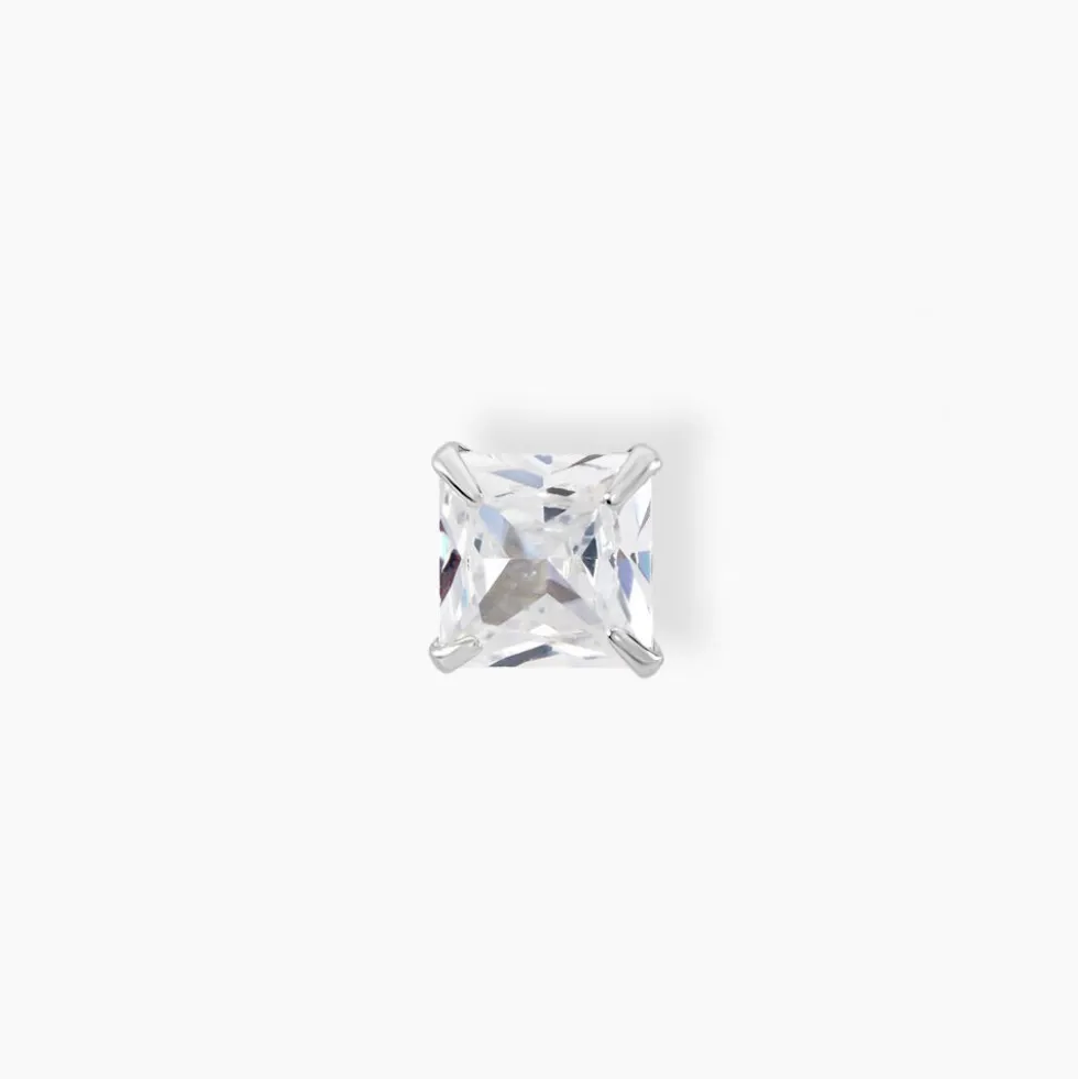 Boucle D'oreille Puce Unitaire Paco Argent Blanc Oxyde De Zirconium