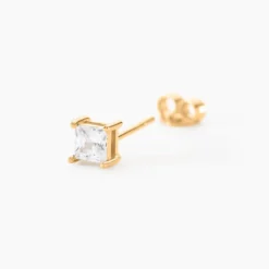 Boucle D'oreille Puce Unitaire Sofiane Plaqué Or Jaune Oxyde Zirconium