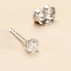 Boucle D'oreille Puce Unitaire Victoria Or Blanc Diamant