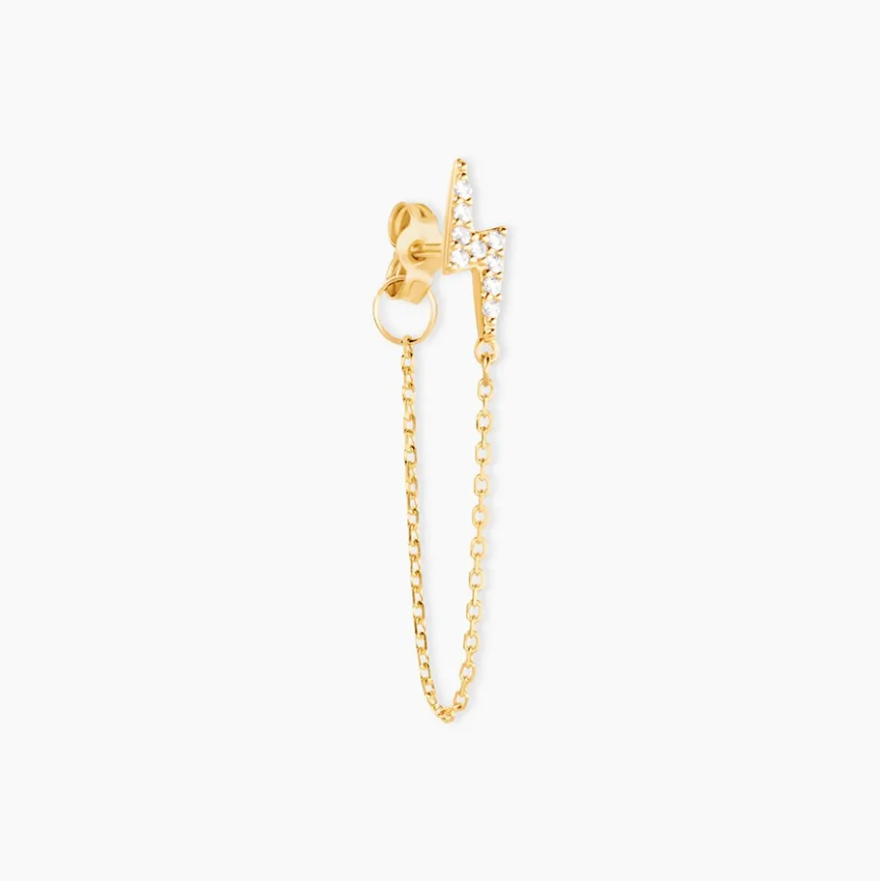 Boucle D'oreille Unitaire Fionola Or Jaune Oxyde De Zirconium