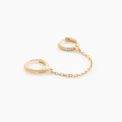 Boucle D'oreille Unitaire Plaqué Or Thed Oxydes De Zirconium