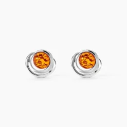Boucles D'oreilles Argent Blanc Franjo Ambre