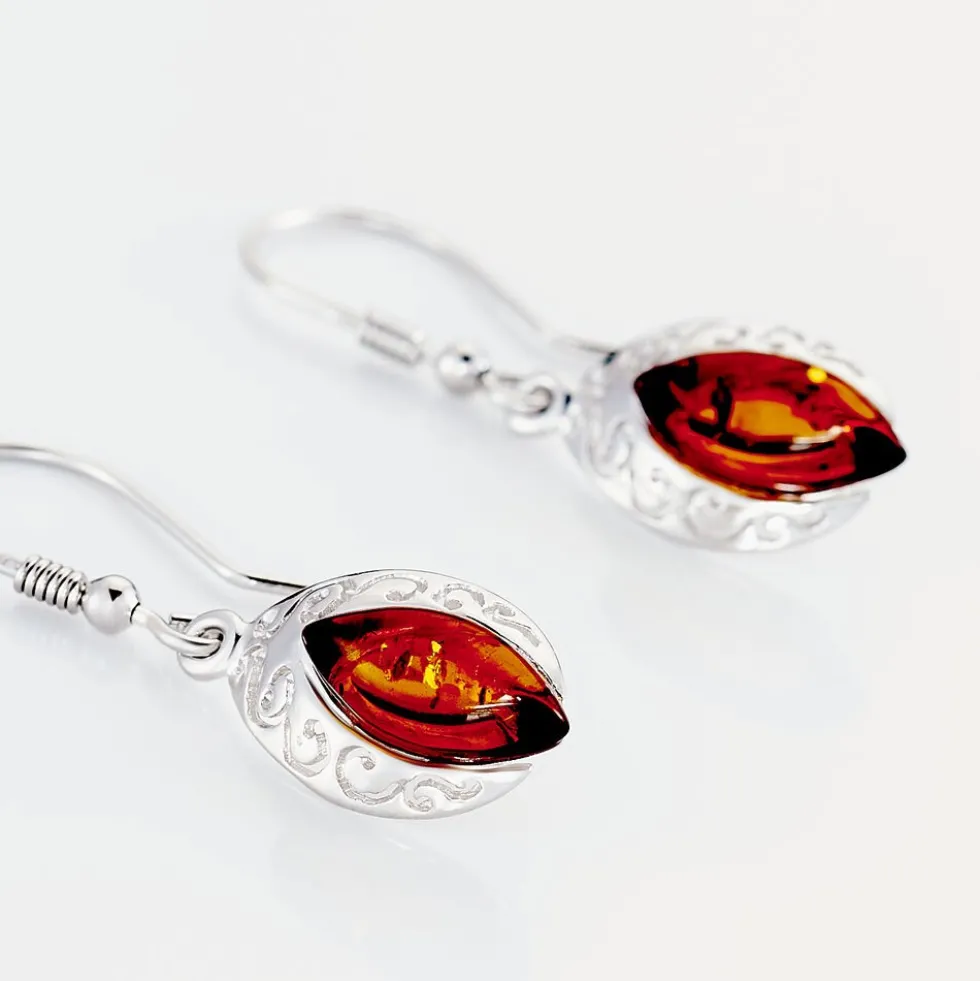 Boucles D'oreilles Argent Blanc Enya Ambre
