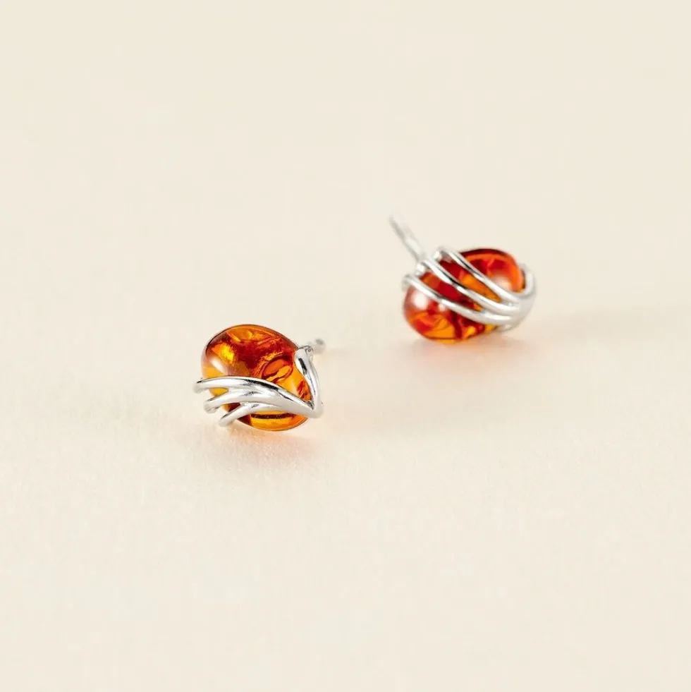 Boucles D'oreilles Argent Blanc Aleina Ambres