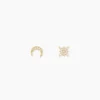 Boucles D'oreilles Dépareillées Munroe Or Jaune Oxyde De Zirconium