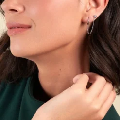 Boucles D'oreilles Dépareillées Macha Argent Blanc Oxyde De Zirconium