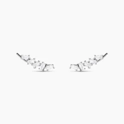 Boucles D'oreilles Grimpantes Adonia Argent Blanc Oxyde De Zirconium